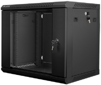 Szafa instalacyjna wisząca 19'' 9U 600X450mm czarna (drzwi szklane) 
