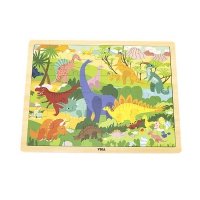 Viga 44584 Puzzle na podkładce 48 elementów - poznajemy dinozaury 