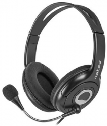 Słuchawki nauszne z mikrofonem NATEC NSL-1178 (1.8m /2x 3.5 mm wtyk/Czarny)
