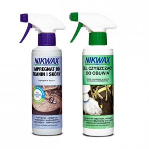 Zestaw do obuwia Nikwax Footwear Cleanning Gel atomizer + Tkanina i skóra spray-on 2* 300 ml 