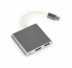 Adapter GEMBIRD A-CM-HDMIF-02-SG USB Typu C - HDMI + USB-A + USB-C