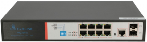 EXTRALINK VICTOR EX-2500G-10MPS FULL GIGABIT MANAGED POE SWITCH 8X 10/100/1000M TX WITH POE AT/AF 48V, 1 CONSOLE PORT, 2X GE SFP