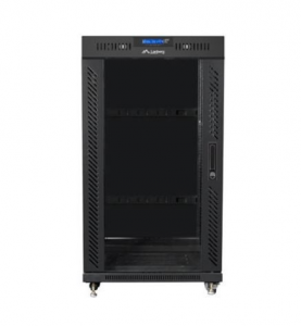 SZAFA INSTALACYJNA RACK STOJĄCA 19 22U 600X600 CZARNA DRZWI SZKLANE LCD LANBERG (FLAT PACK) V2