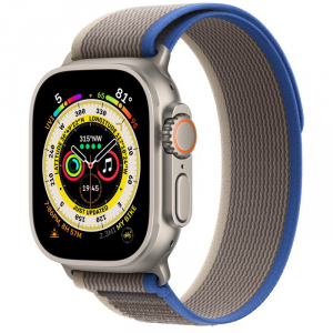 Watch Ultra GPS + Cellular, 49 mm Koperta tytanowa z opaską Trail w kolorze niebieskim/szarym - S/M APPLE iOS Szary