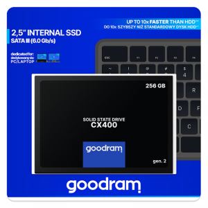 Dysk SSD GOODRAM CX400 gen. 2 2.5″ 256 GB SATA III (6 Gb/s) 550MB/s 480MS/s