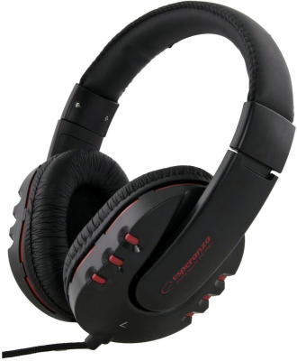 Słuchawki nauszne ESPERANZA Maui (3m /3.5 mm wtyk/Czarno-czerwony)