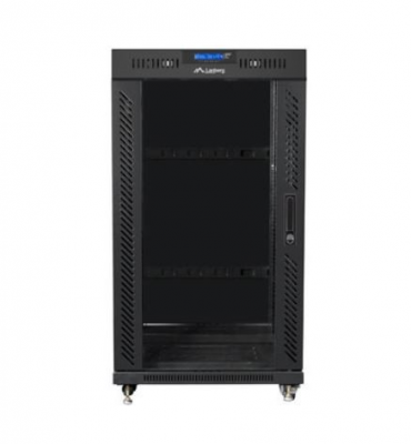 SZAFA INSTALACYJNA RACK STOJĄCA 19&quot; 22U 600X600 CZARNA DRZWI SZKLANE LCD LANBERG (FLAT PACK) V2