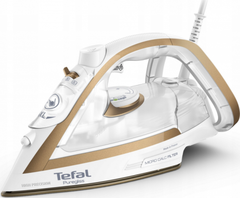Żelazko parowe TEFAL Puregliss FV8042E0 FV8042E0 (2900W /Biało-złoty)
