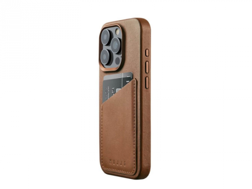 Mujjo Full Leather Wallet Case - etui skórzane do iPhone 15 Pro kompatybilne z MagSafe (tan)