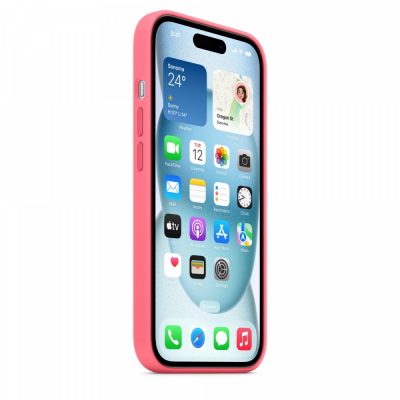 Etui silikonowe z MagSafe do iPhonea 15 - różowe