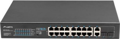 SWITCH LANBERG 16X 100MB POE+/2X COMBO NIEZARZĄDZALNY RACK 19&quot; GIGABIT ETHERNET 250W