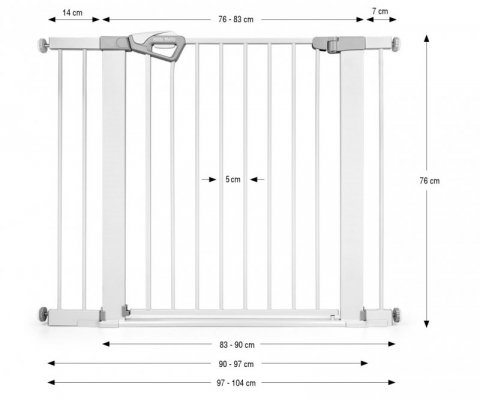Milly Mally Bramka zabezpieczająca Barierka na schody z rozszerzeniami Guardy 104 White