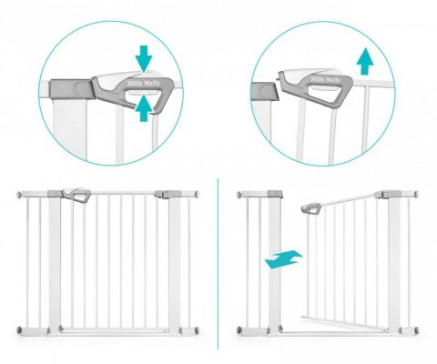 Milly Mally Bramka zabezpieczająca Barierka na schody z rozszerzeniami Guardy 104 White