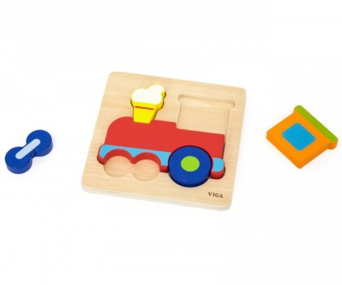 Viga 44783 Drewniane puzzle – lokomotywa