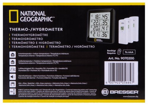 Termohigrometr Bresser National Geographic dla 4 zakresów pomiarowych, czarny