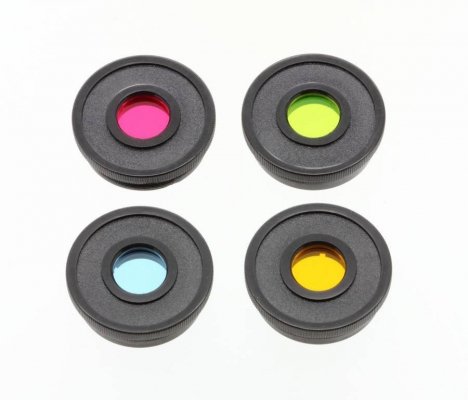 Podstawowy zestaw filtrów kolorowych Bresser 1,25' (czerwony, zielony, niebieski, żółty)