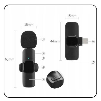 Zestaw 2 mikrofonów bezprzewodowych – mikrofony krawatowe do telefonu, tabletu, vlogów i podcastów