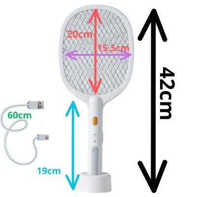 Elektryczna łapka na komary i muchy 2500V – packa USB rakieta na owady