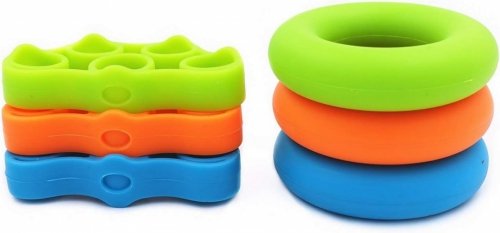 Zestaw do ćwiczeń palców dłoni kółka i gumy w woreczku