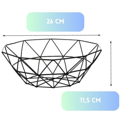 Koszyk metalowy czarny na owoce loft 2 sztuki