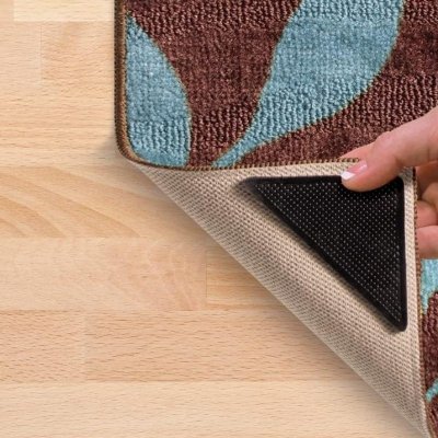 Naklejki antypoślizgowe pod dywan 4 sztuki – podkładki samoprzylepne do wykładzin i dywanów