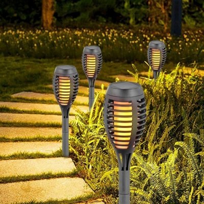 Lampa słoneczna pochodnia płomień 48,5 cm zestaw 4 sztuk