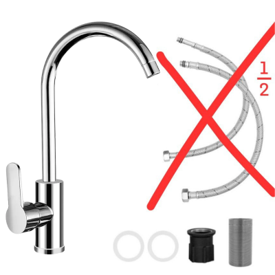 Bateria kuchenna srebrna błyszcząca – obrotowa 360°, perlator EKO