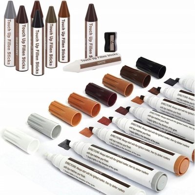 Zestaw do naprawy mebli 17w1 – markery i woski do rys na drewnie i panelach