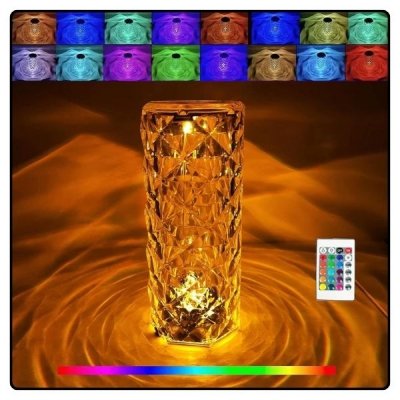 Lampka kryształowa led rgb nocna + pilot