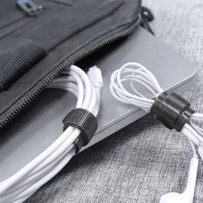 Opaski rzepowe na kable uniwersalne czarne 100 sztuk