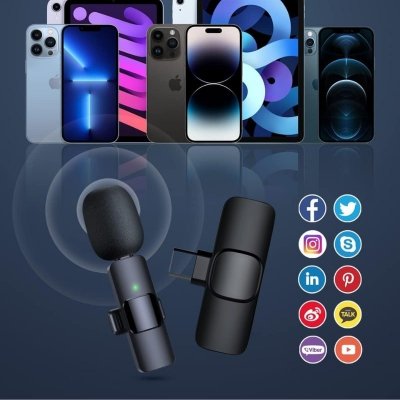 Zestaw 2 mikrofonów bezprzewodowych – mikrofony krawatowe do telefonu, tabletu, vlogów i podcastów