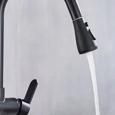 Bateria kuchenna czarna matowa z wyciąganą wylewką 360°