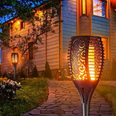 Lampa słoneczna pochodnia płomień 48,5 cm zestaw 4 sztuk