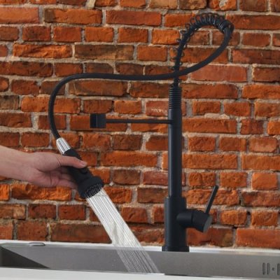 Bateria kuchenna czarna mat z wyciąganą wylewką 2 funkcje