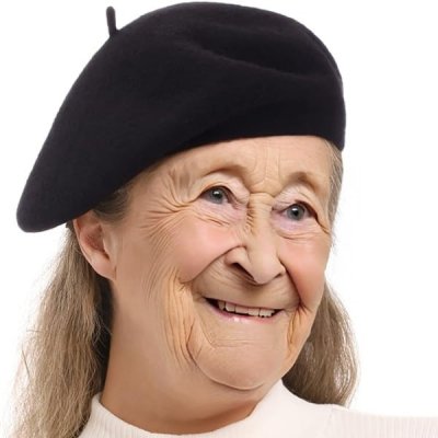 Beret czarny klasyczny miękki z antenką