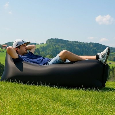 Sofa Lazy Bag czarny materac dmuchany
