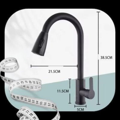 Bateria kuchenna czarna matowa z wyciąganą wylewką 360°