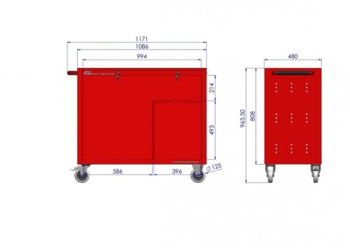 Wózek warsztatowy TRUCK z 15 szufladami PT-271-71