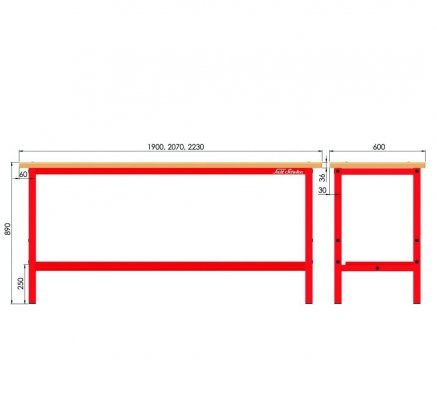 Stół warsztatowy P-3-00-01 (szer. 2270mm)