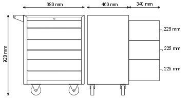 Wózek/szafka narzędziowa z 6 szufladami P-1-03-02