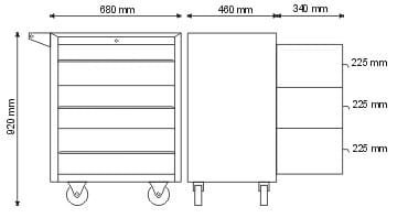 Wózek/szafka narzędziowa z 6 szufladami P-1-03-02