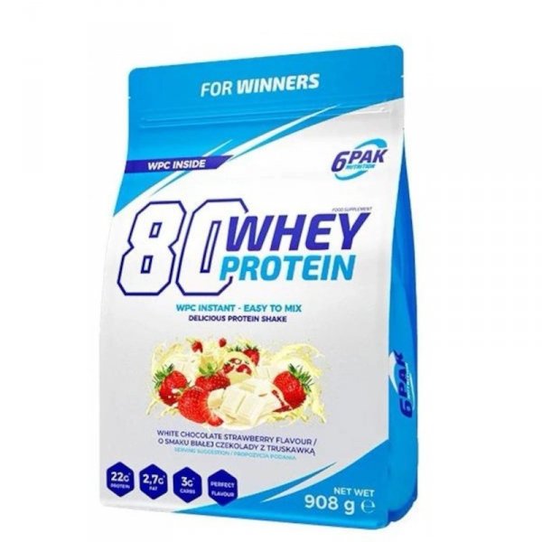  6Pak 80 Whey Protein 908g Biała Czekolada-Truskawka