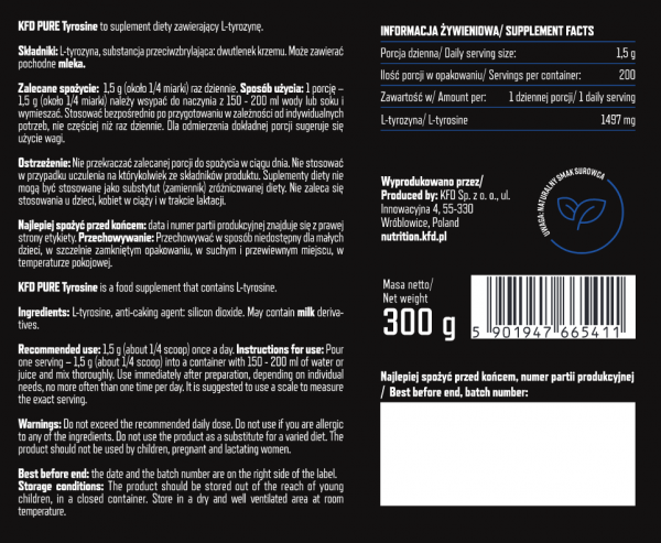 Tyrozyna Aminokwas KFD 300 g opis