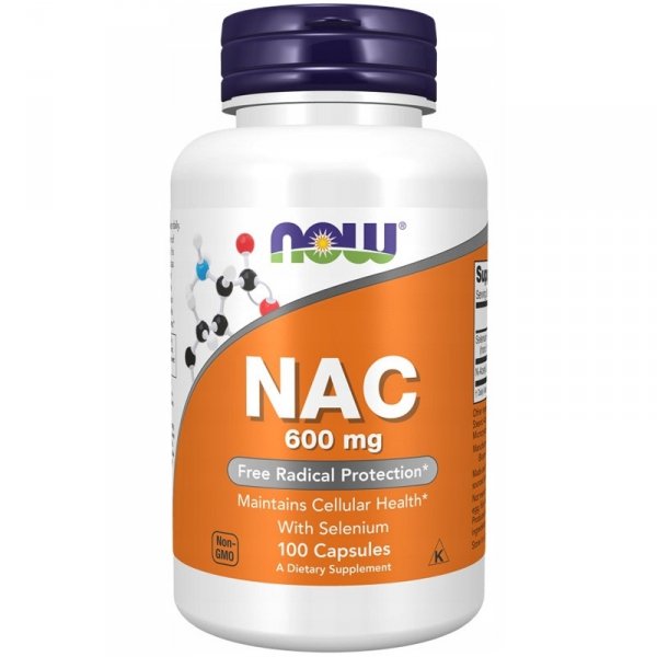 Now Foods NAC 600mg N-Acetylo L-Cysteina Selen 100kaps.