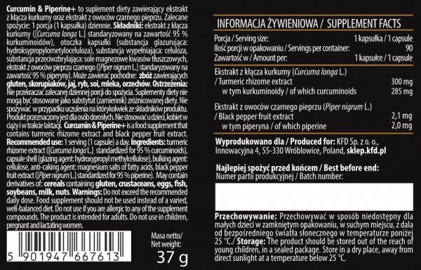 KFD Curcumin&amp;Piperine 90 tabl.