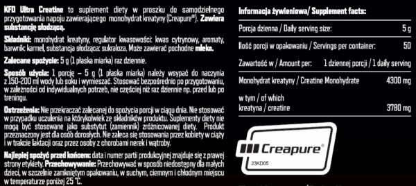  KFD Creapure Ultra Creatine 250g Herbata Cytrynowa Monohydrat opis