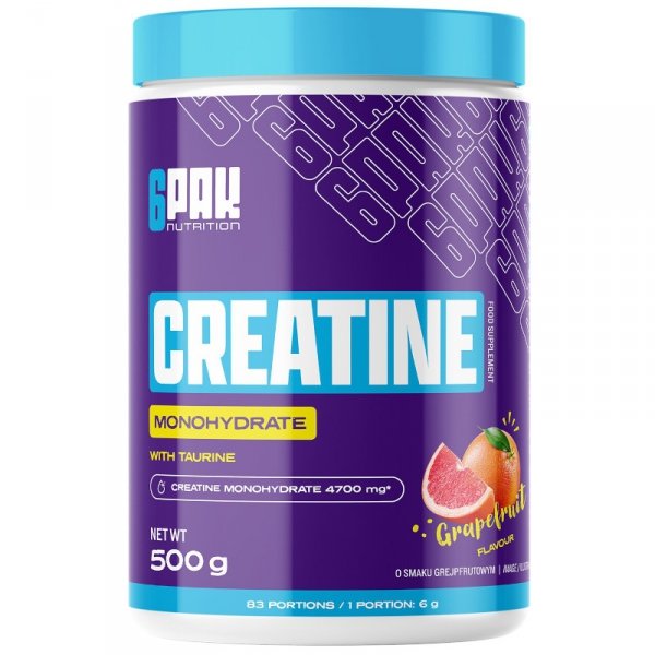  6PAK Creatine Monohydrate 500g Grejpfrut nowe opakowanie