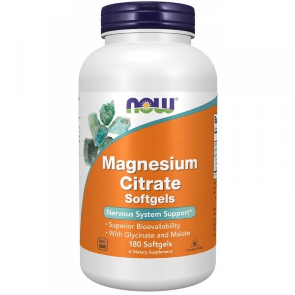 Now Foods Magnesium Citrate Cytrynian Magnezu 180 kap. Energia