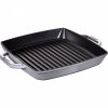 Kwadratowa Patelnia żeliwna Grillowa Z Dwoma Uchwytami 28 Cm, Grafitowy Staub