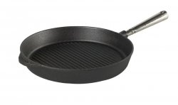 Patelnia grillowa okragła 28 cm, stalowa rączka